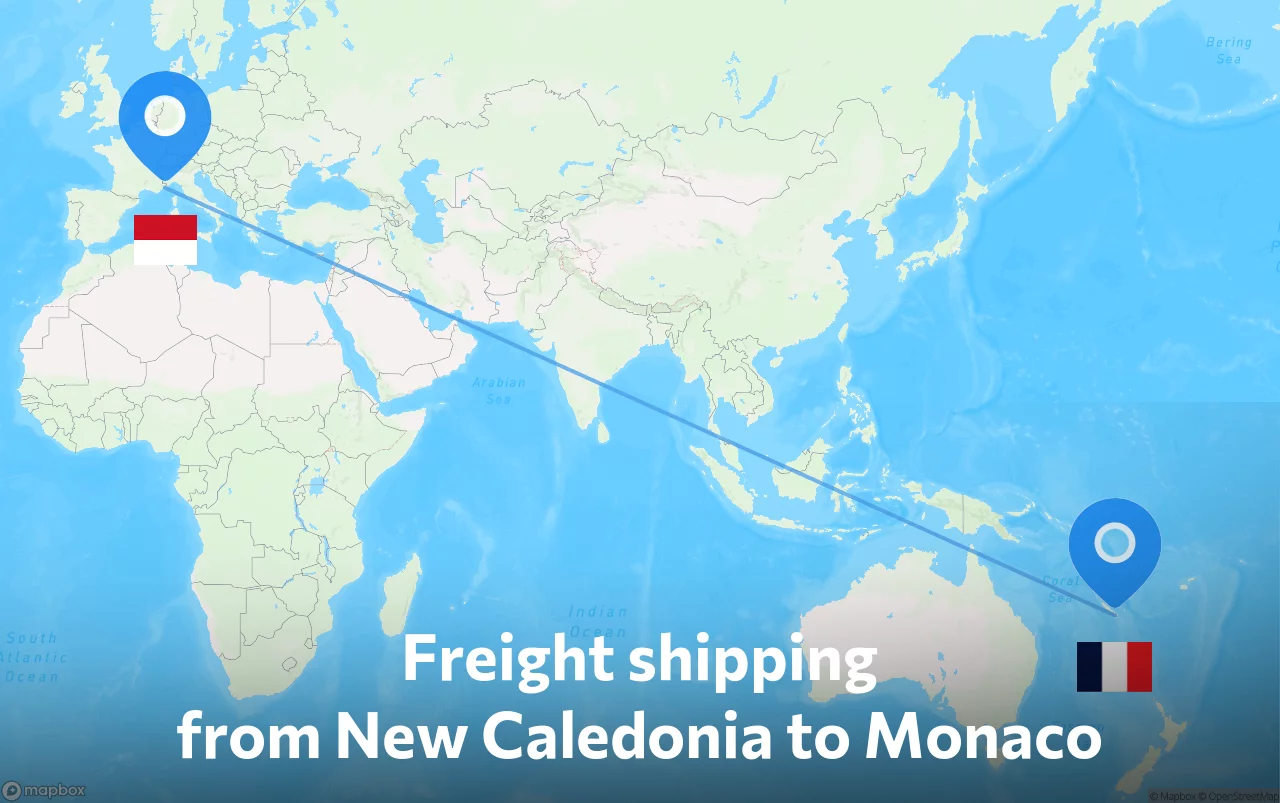 Shipping route from New Caledonia to Monaco