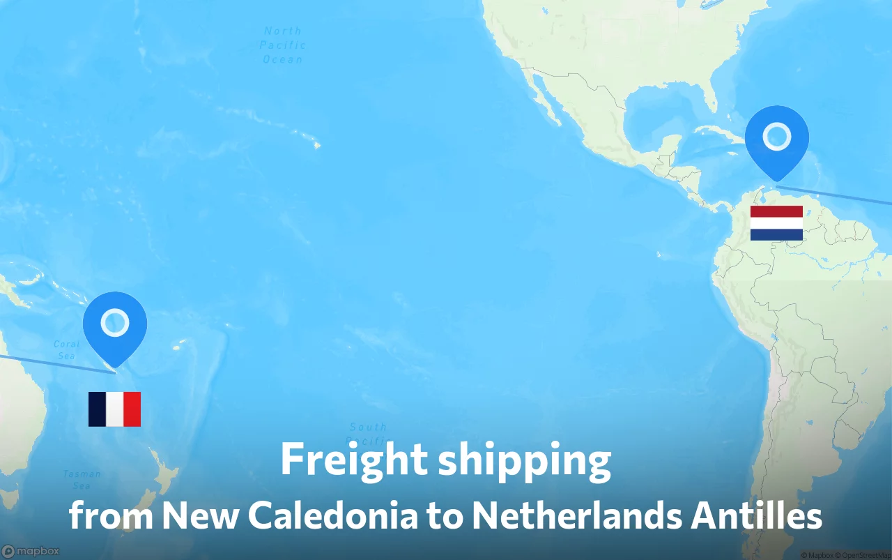 Shipping route from New Caledonia to Netherlands Antilles