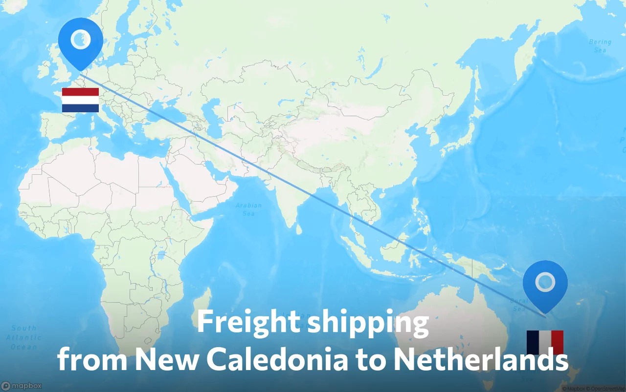 Shipping route from New Caledonia to Netherlands