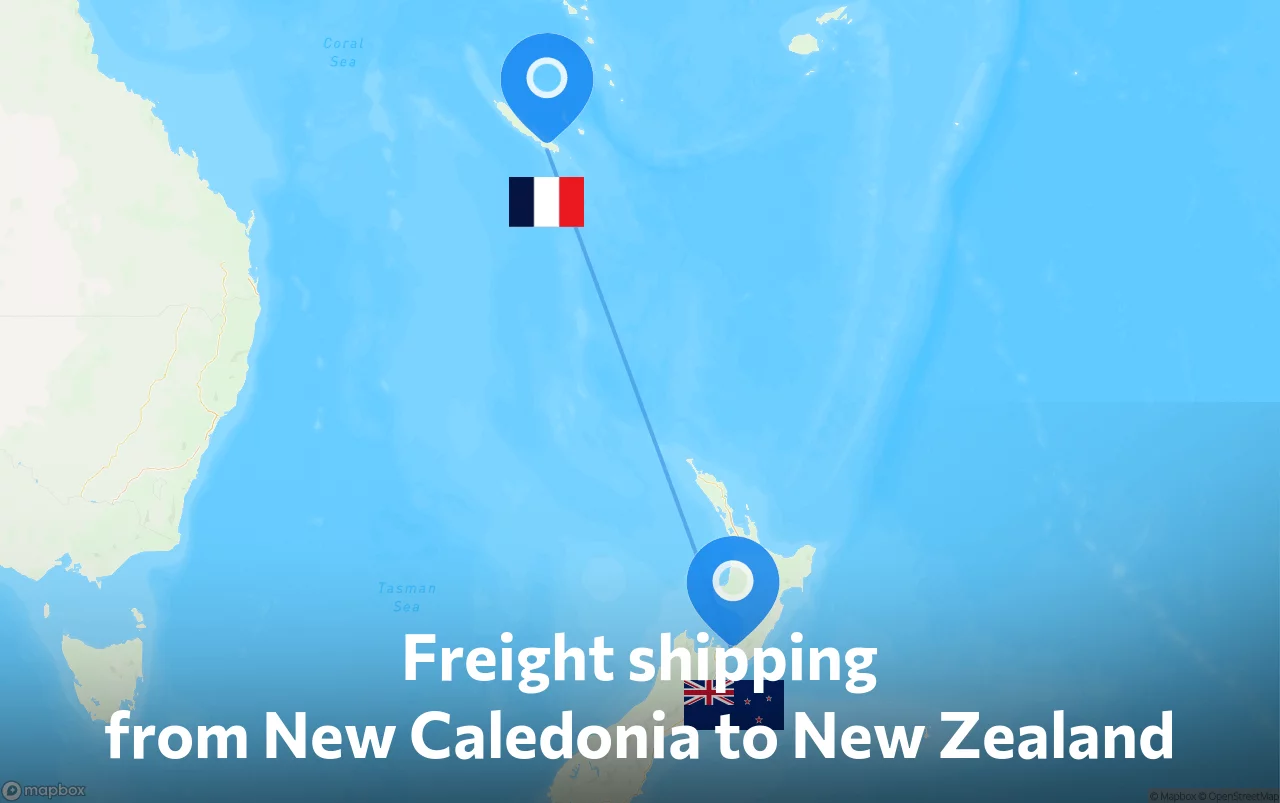 Shipping route from New Caledonia to New Zealand