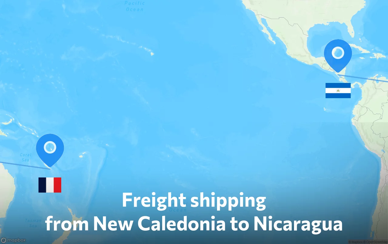 Shipping route from New Caledonia to Nicaragua
