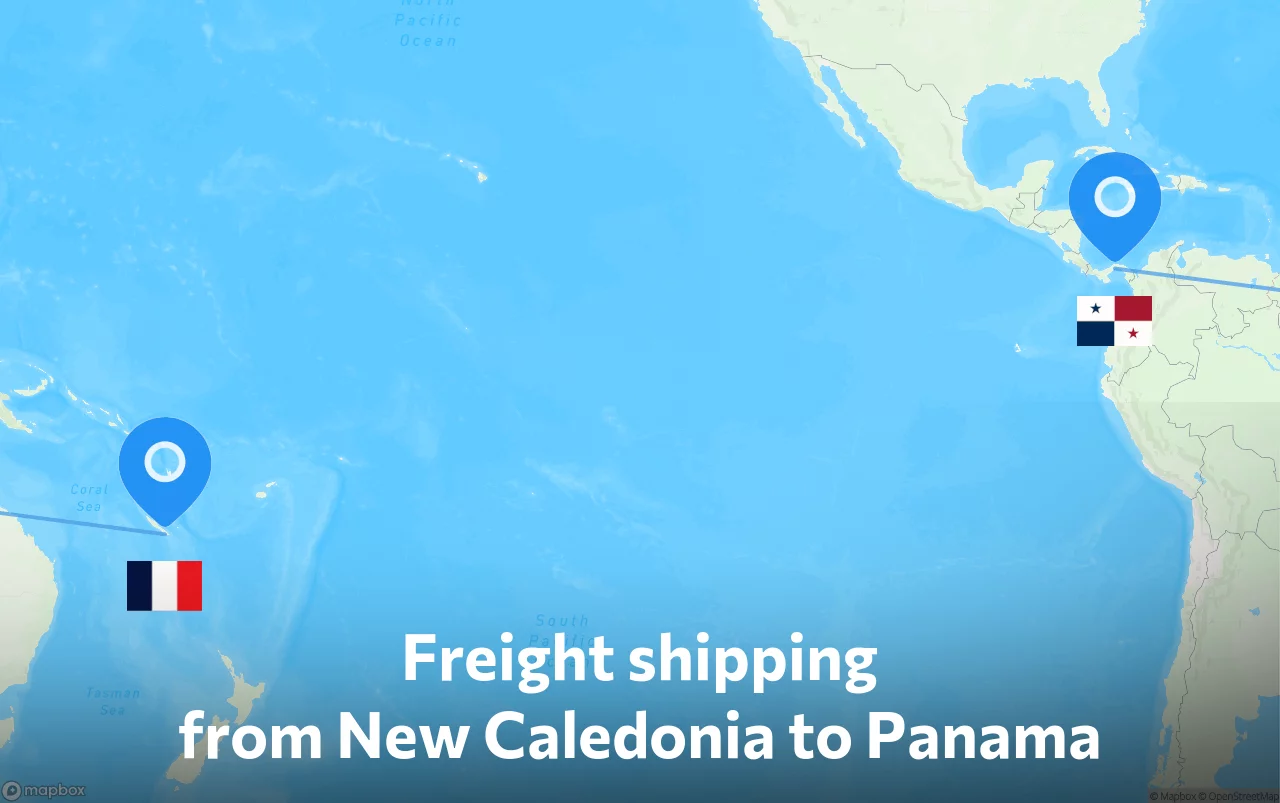 Shipping route from New Caledonia to Panama