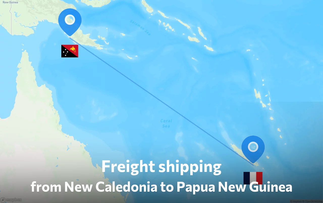 Shipping route from New Caledonia to Papua New Guinea
