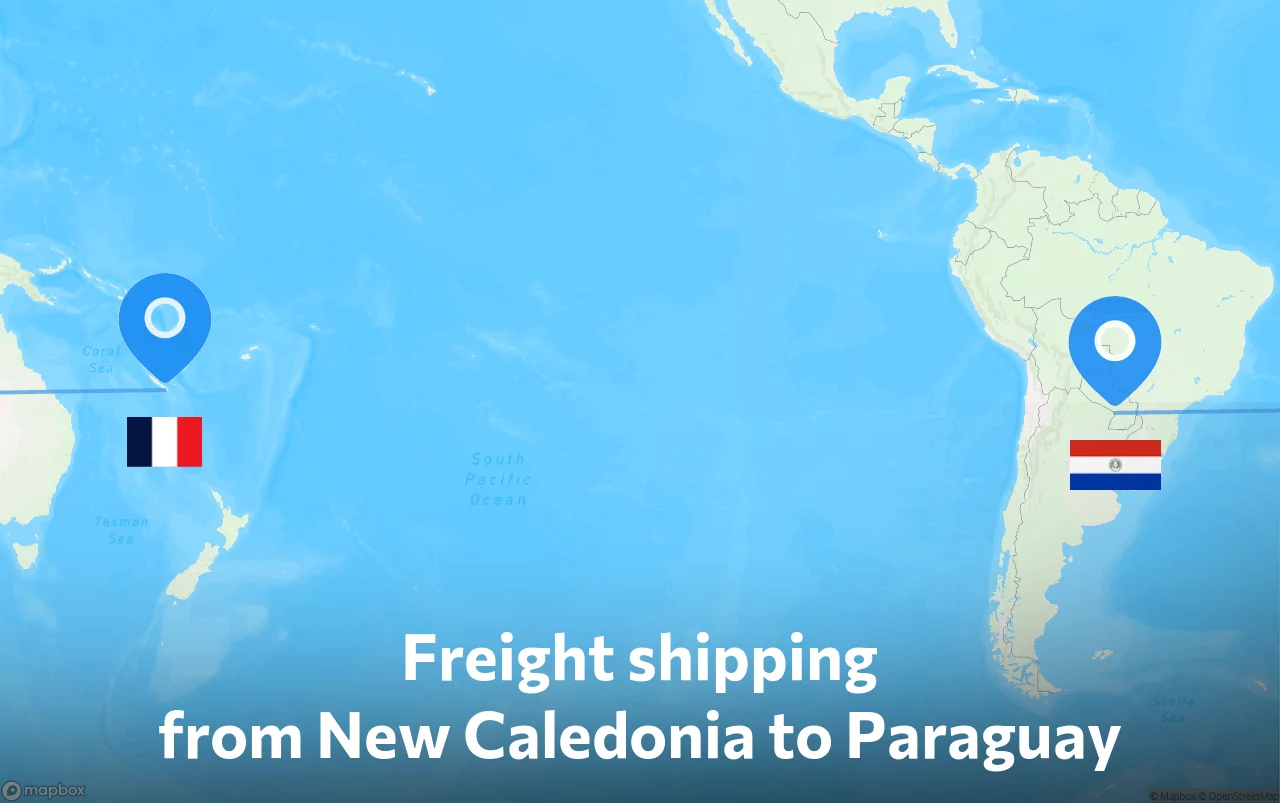 Shipping route from New Caledonia to Paraguay