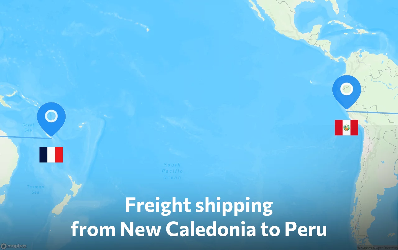 Shipping route from New Caledonia to Peru
