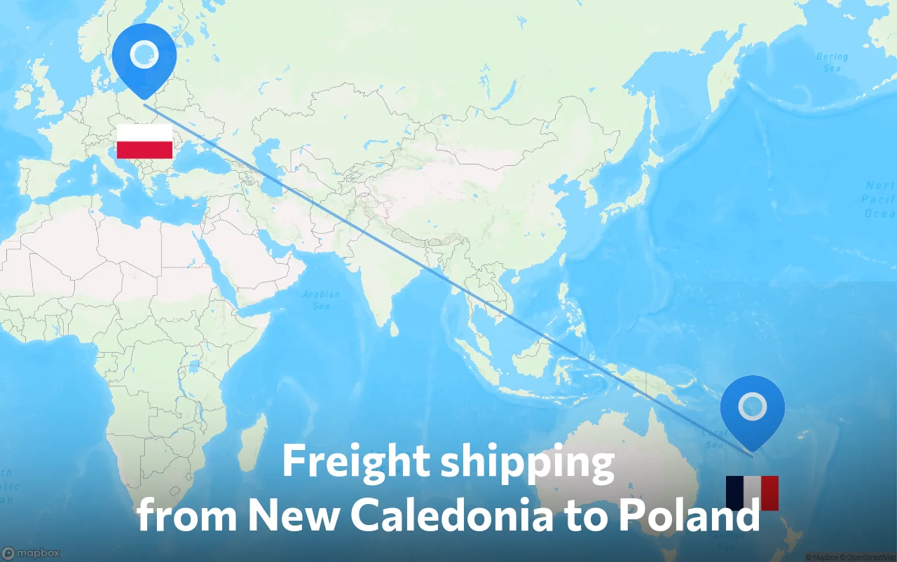 Shipping route from New Caledonia to Poland