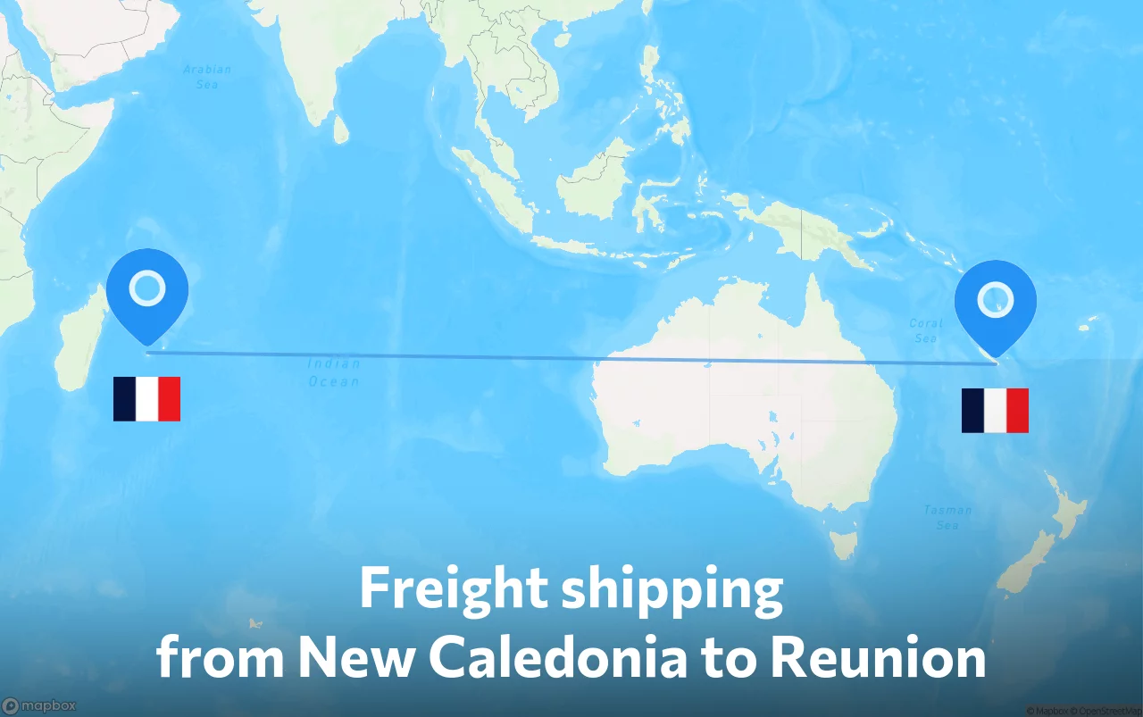 Shipping route from New Caledonia to Reunion