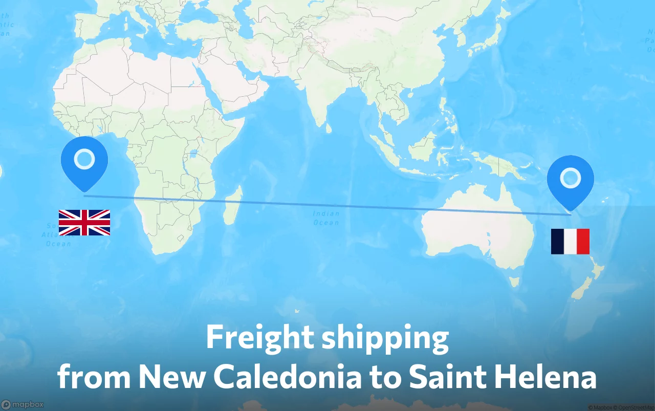 Shipping route from New Caledonia to Saint Helena