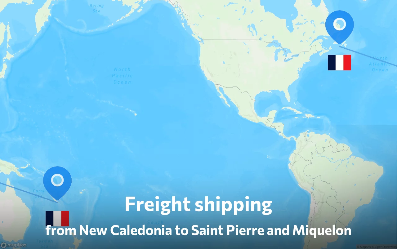 Shipping route from New Caledonia to Saint Pierre and Miquelon