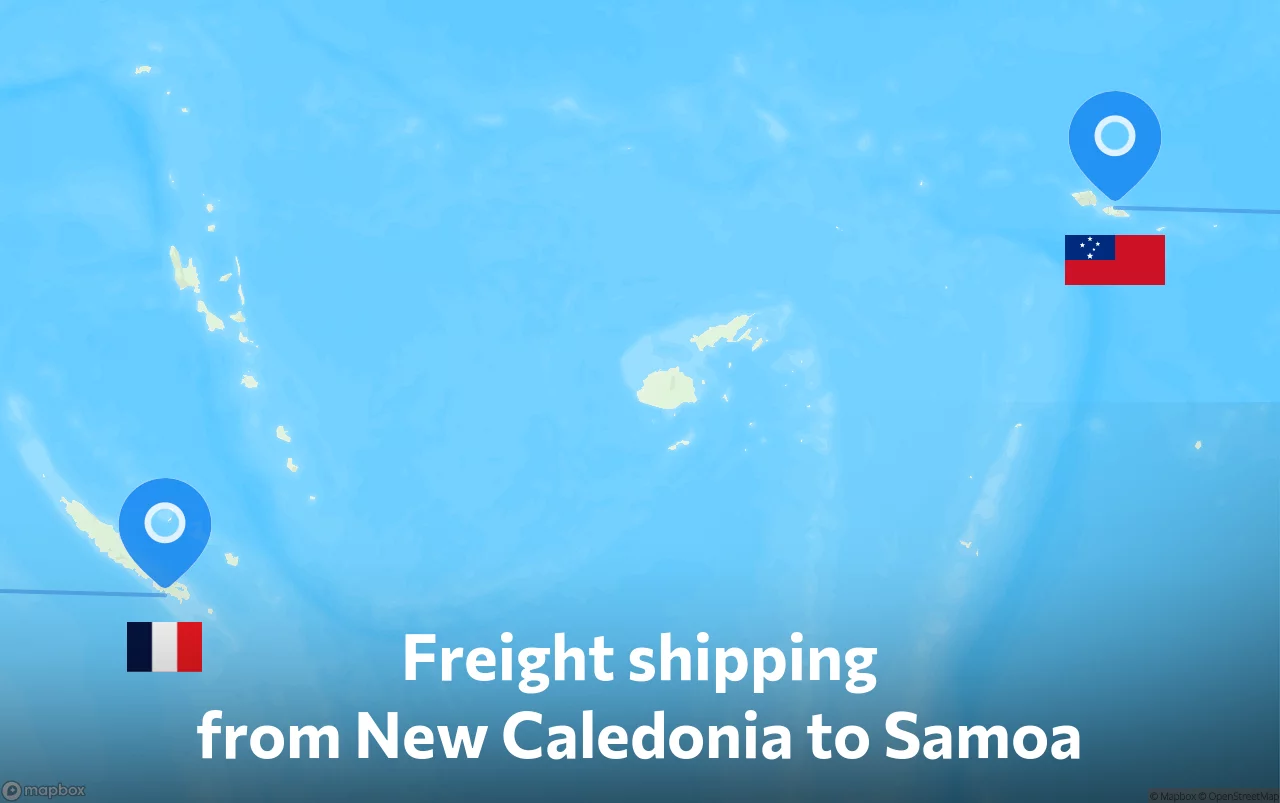 Shipping route from New Caledonia to Samoa