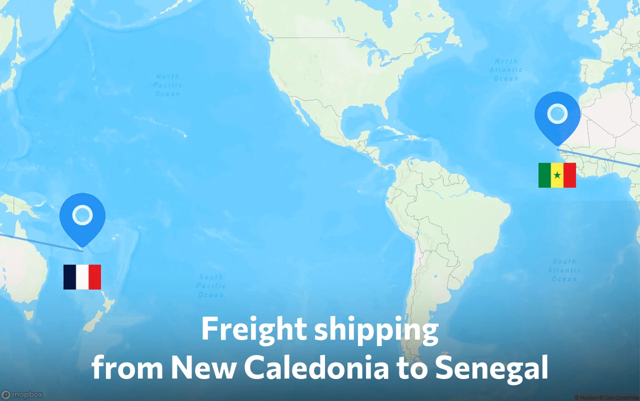 Shipping route from New Caledonia to Senegal