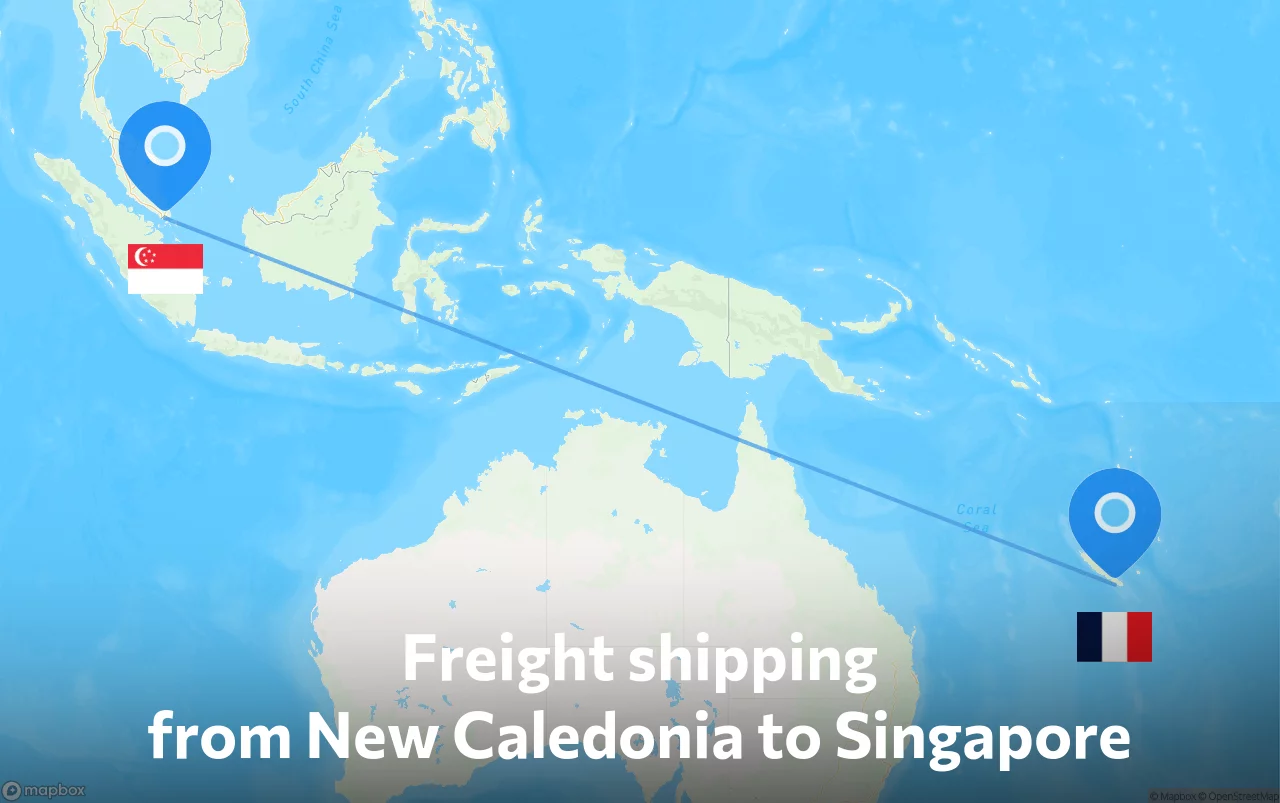 Shipping route from New Caledonia to Singapore