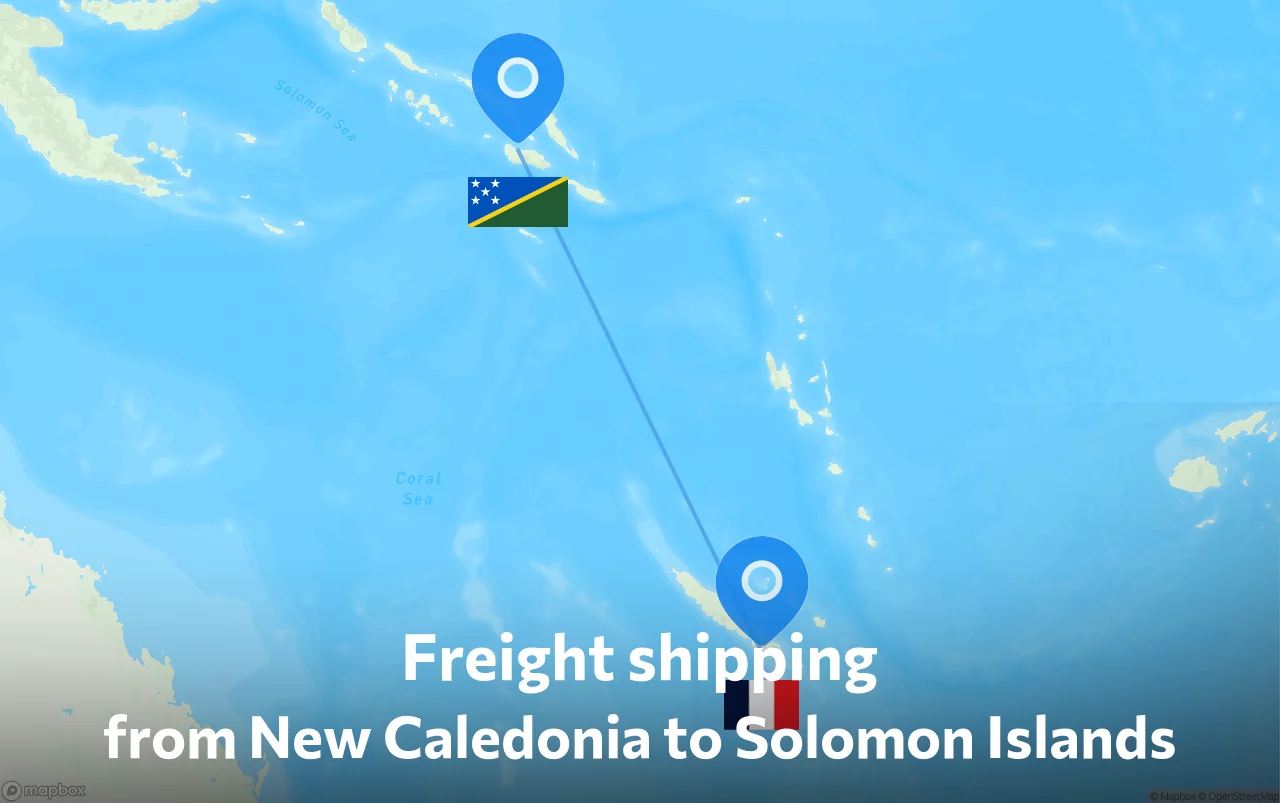 Shipping route from New Caledonia to Solomon Islands