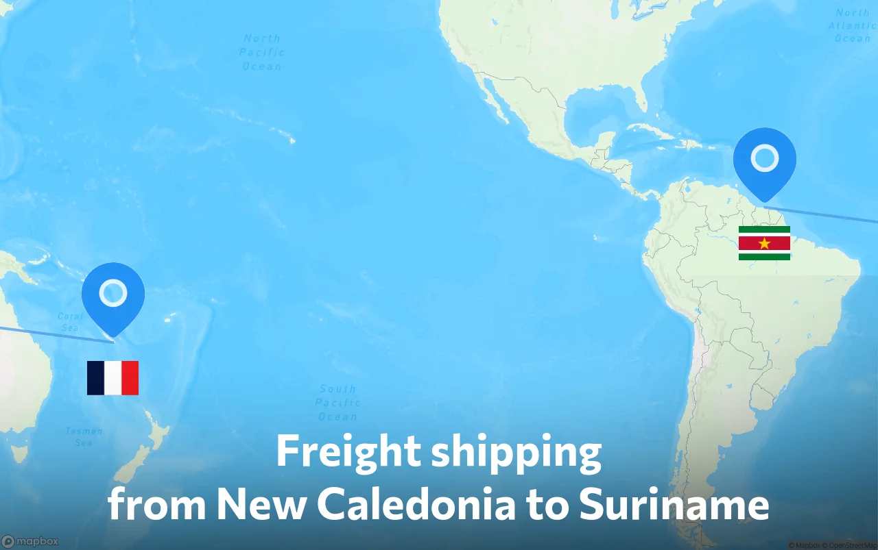 Shipping route from New Caledonia to Suriname