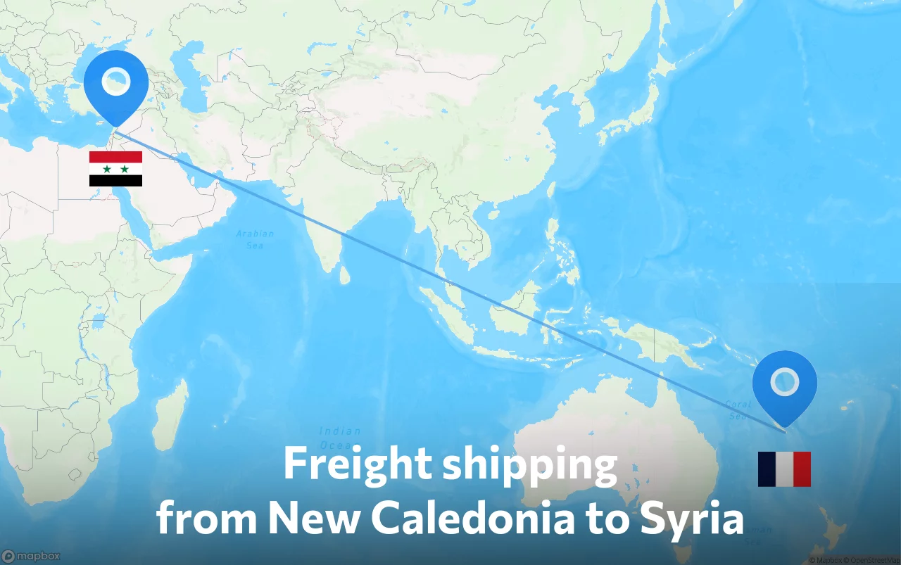 Shipping route from New Caledonia to Syria