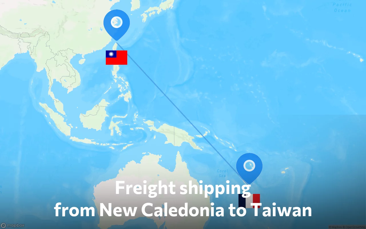 Shipping route from New Caledonia to Taiwan