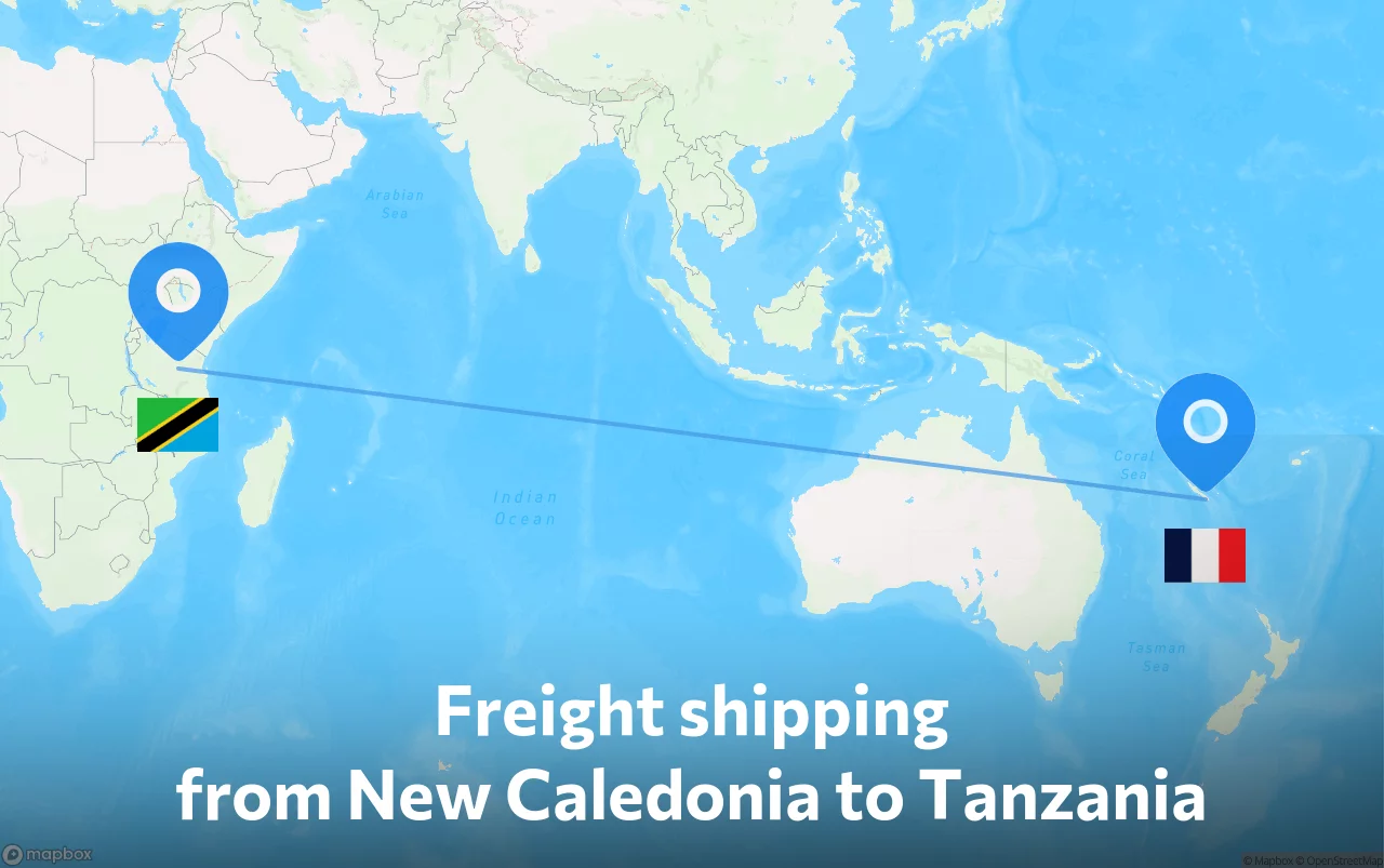 Shipping route from New Caledonia to Tanzania