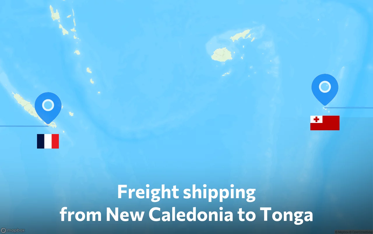 Shipping route from New Caledonia to Tonga
