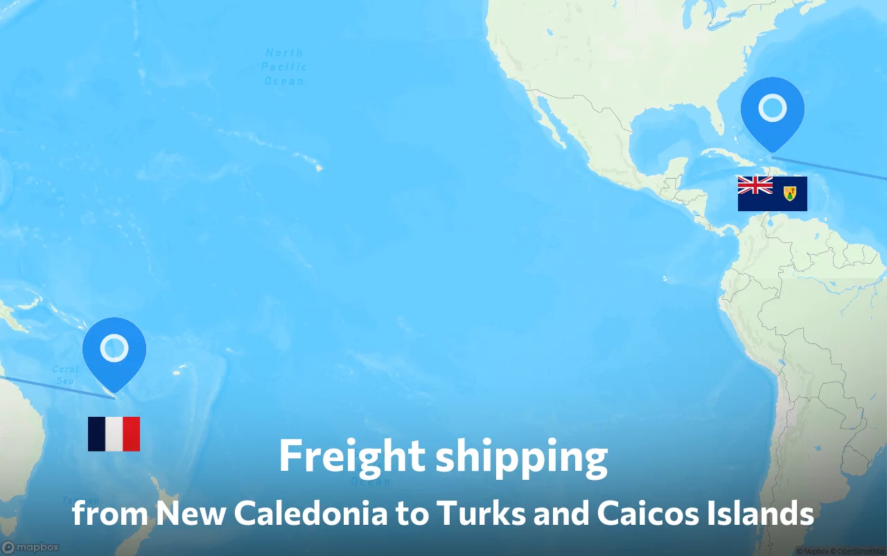 Shipping route from New Caledonia to Turks and Caicos Islands