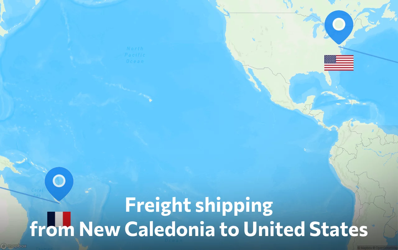 Shipping route from New Caledonia to United States