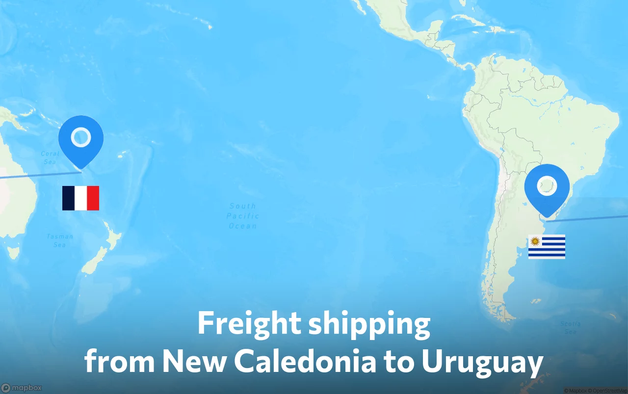 Shipping route from New Caledonia to Uruguay