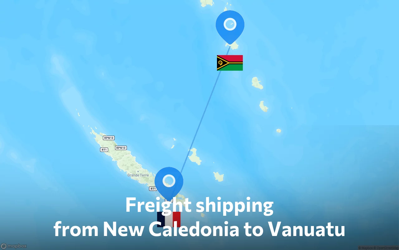 Shipping route from New Caledonia to Vanuatu