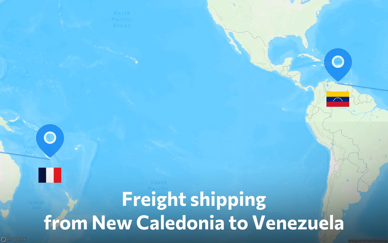 Shipping route from New Caledonia to Venezuela