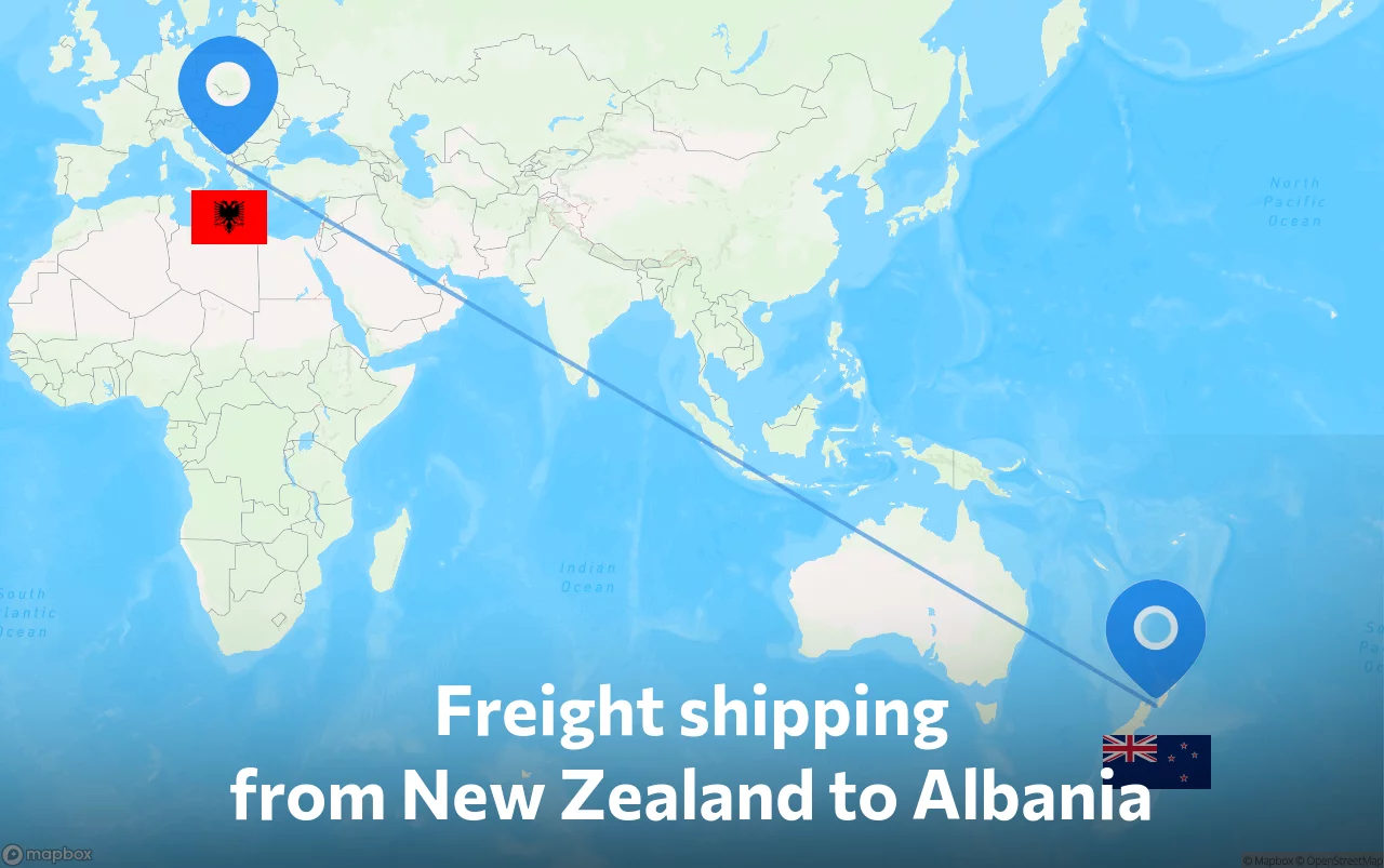 Shipping route from New Zealand to Albania