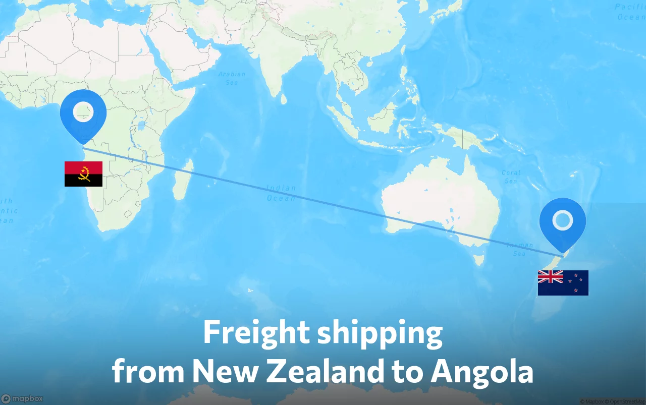 Shipping route from New Zealand to Angola