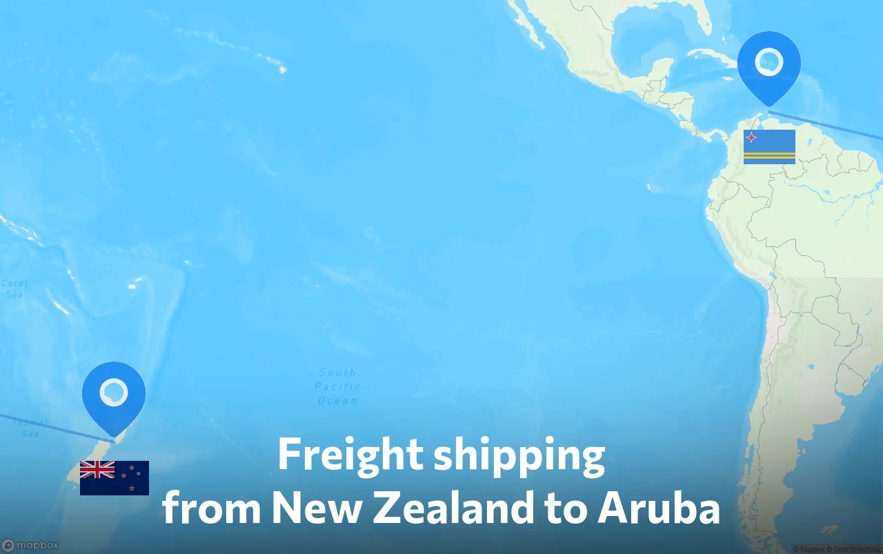 Shipping route from New Zealand to Aruba