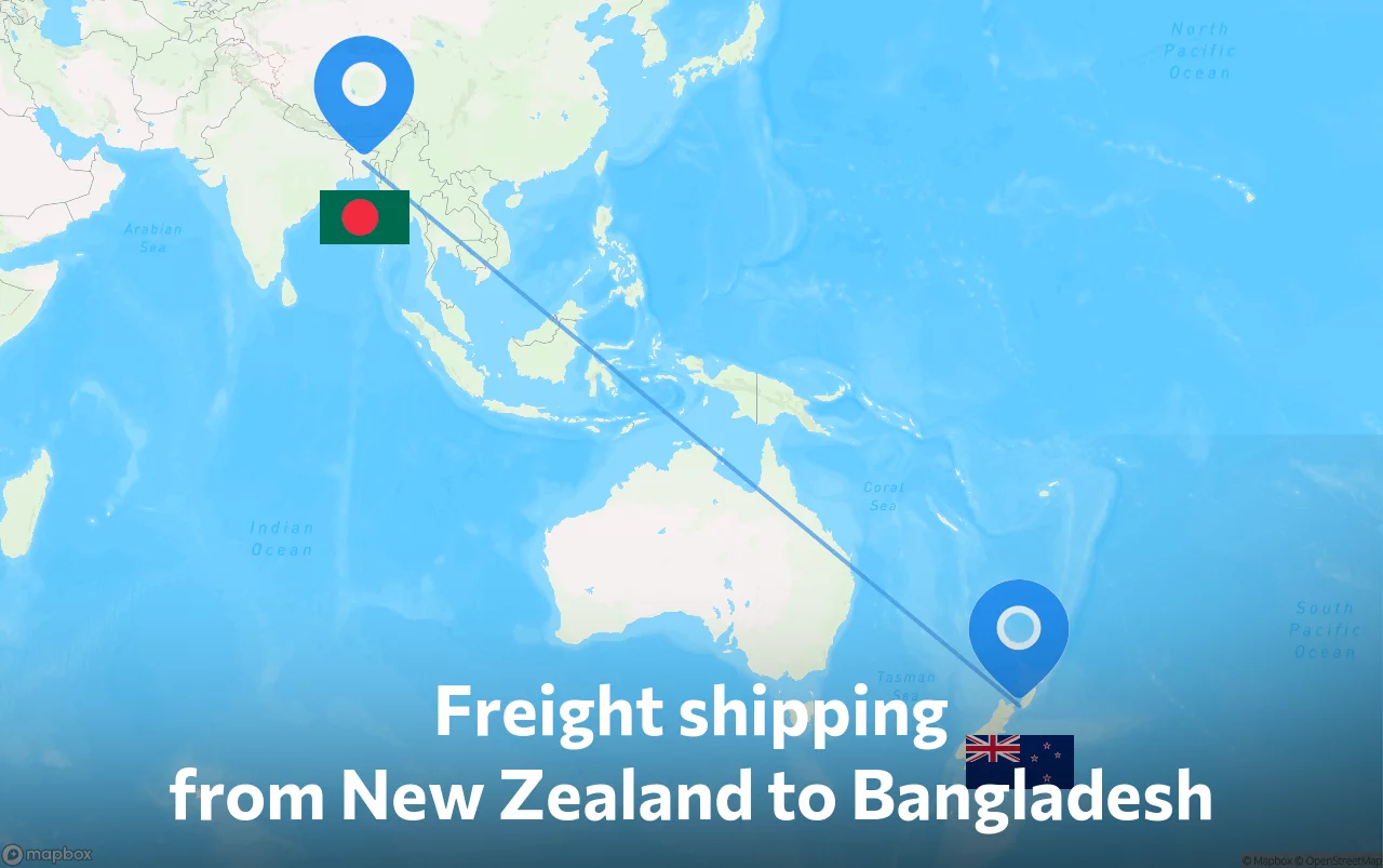 Shipping route from New Zealand to Bangladesh
