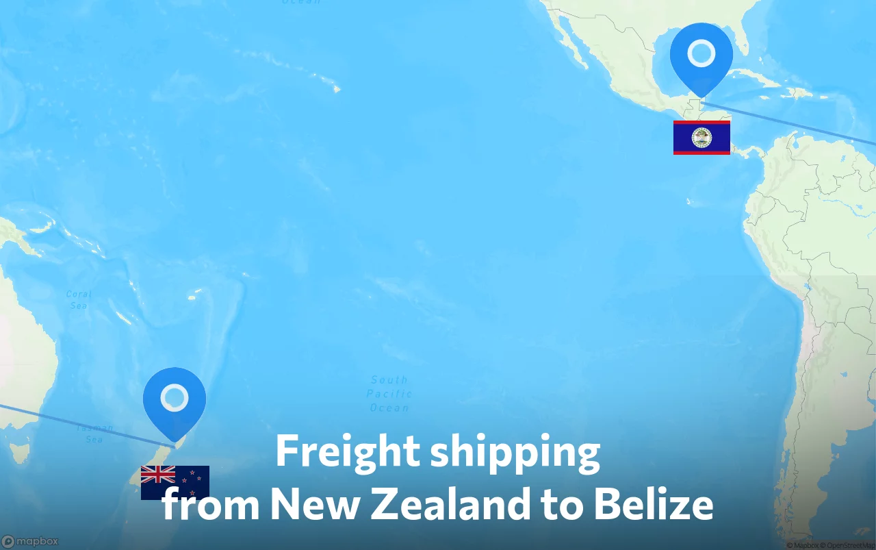 Shipping route from New Zealand to Belize
