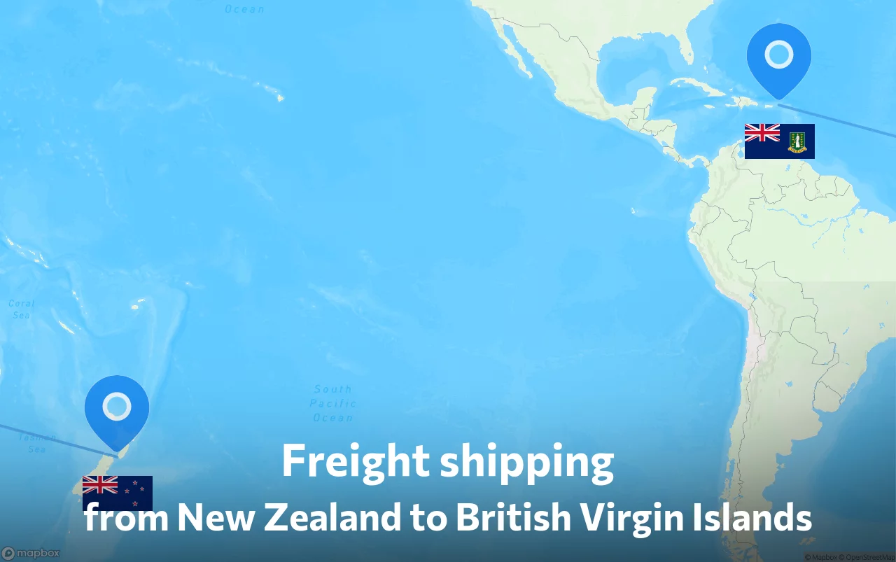 Shipping route from New Zealand to British Virgin Islands
