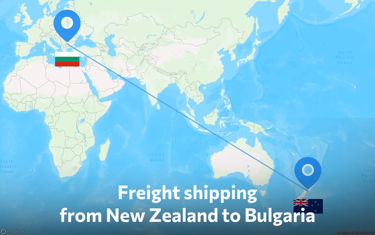 Shipping route from New Zealand to Bulgaria