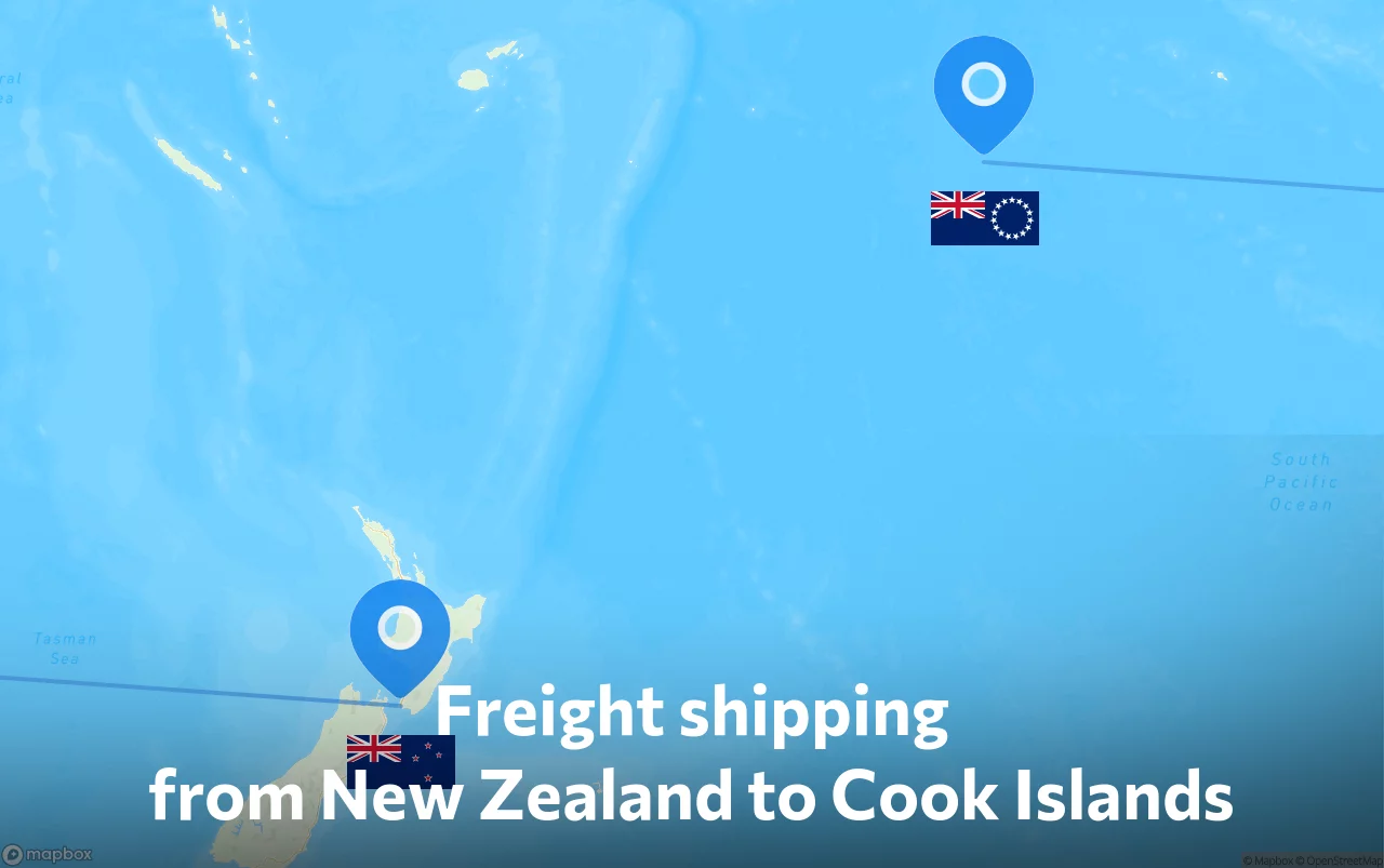 Shipping route from New Zealand to Cook Islands