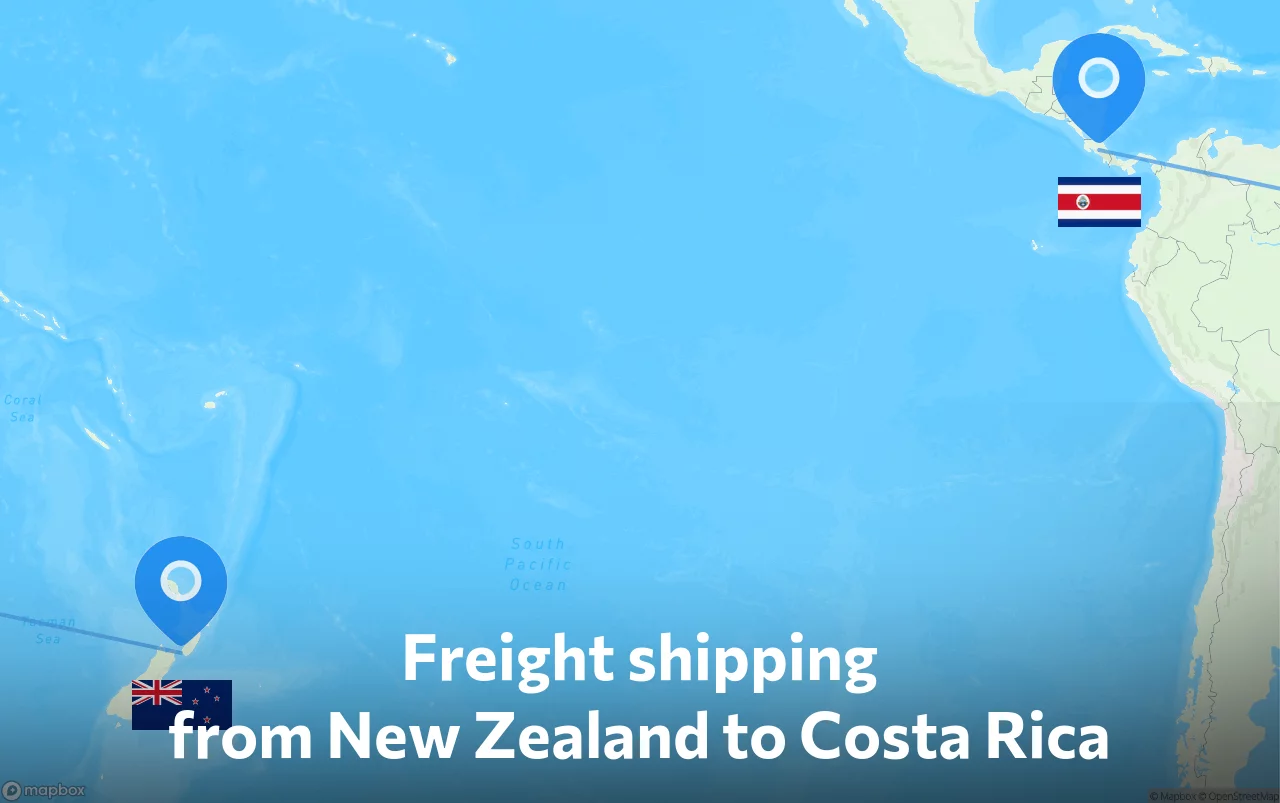 Shipping route from New Zealand to Costa Rica