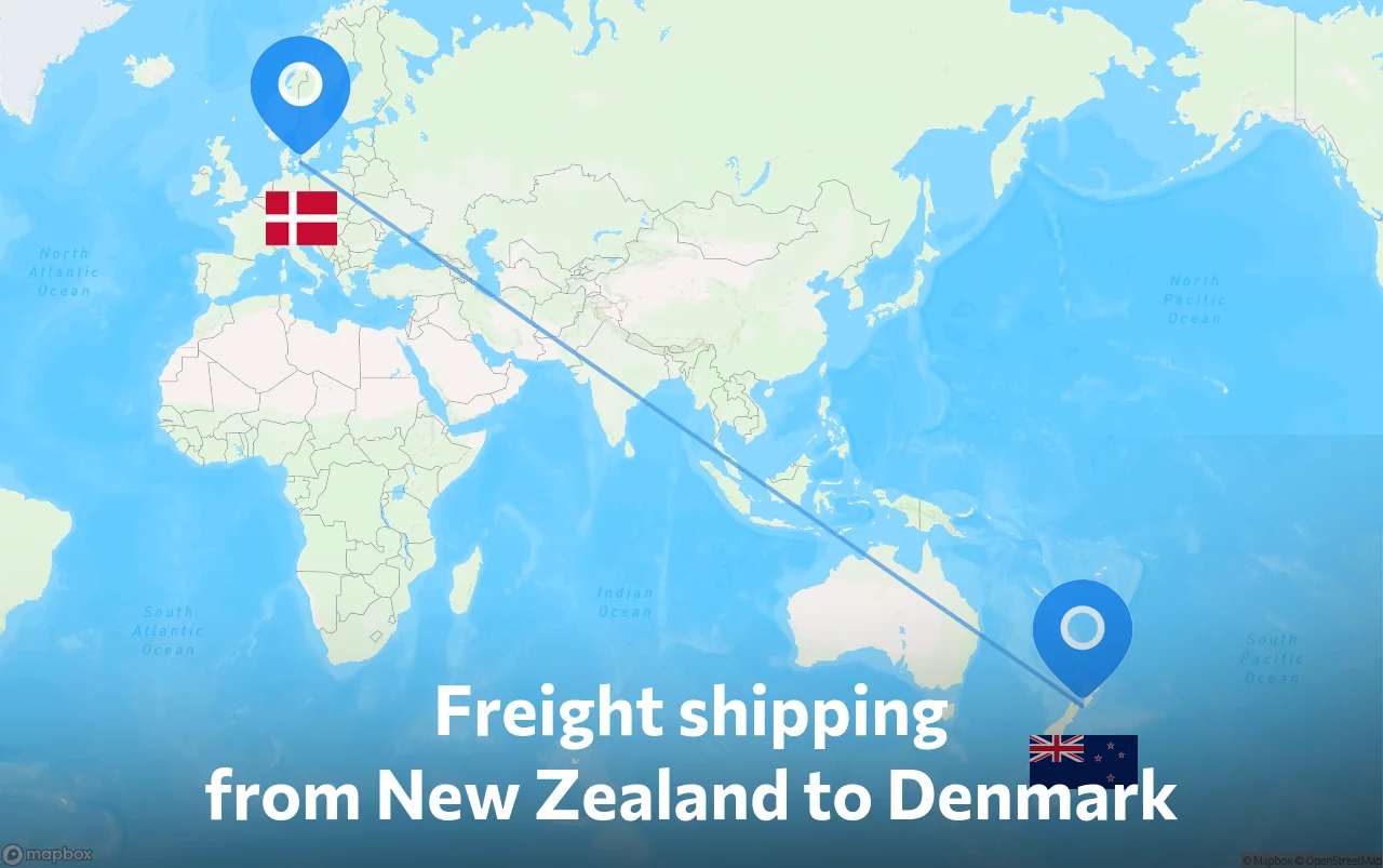 Shipping route from New Zealand to Denmark