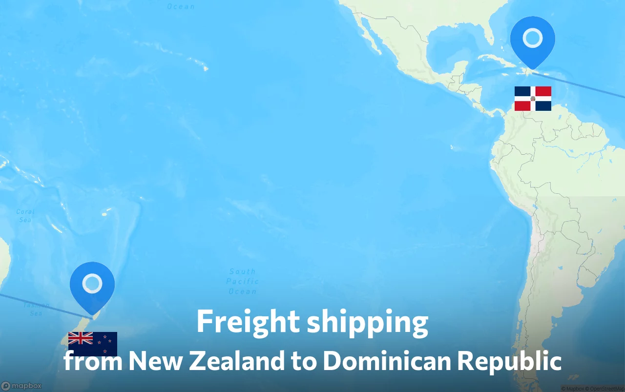 Shipping route from New Zealand to Dominican Republic