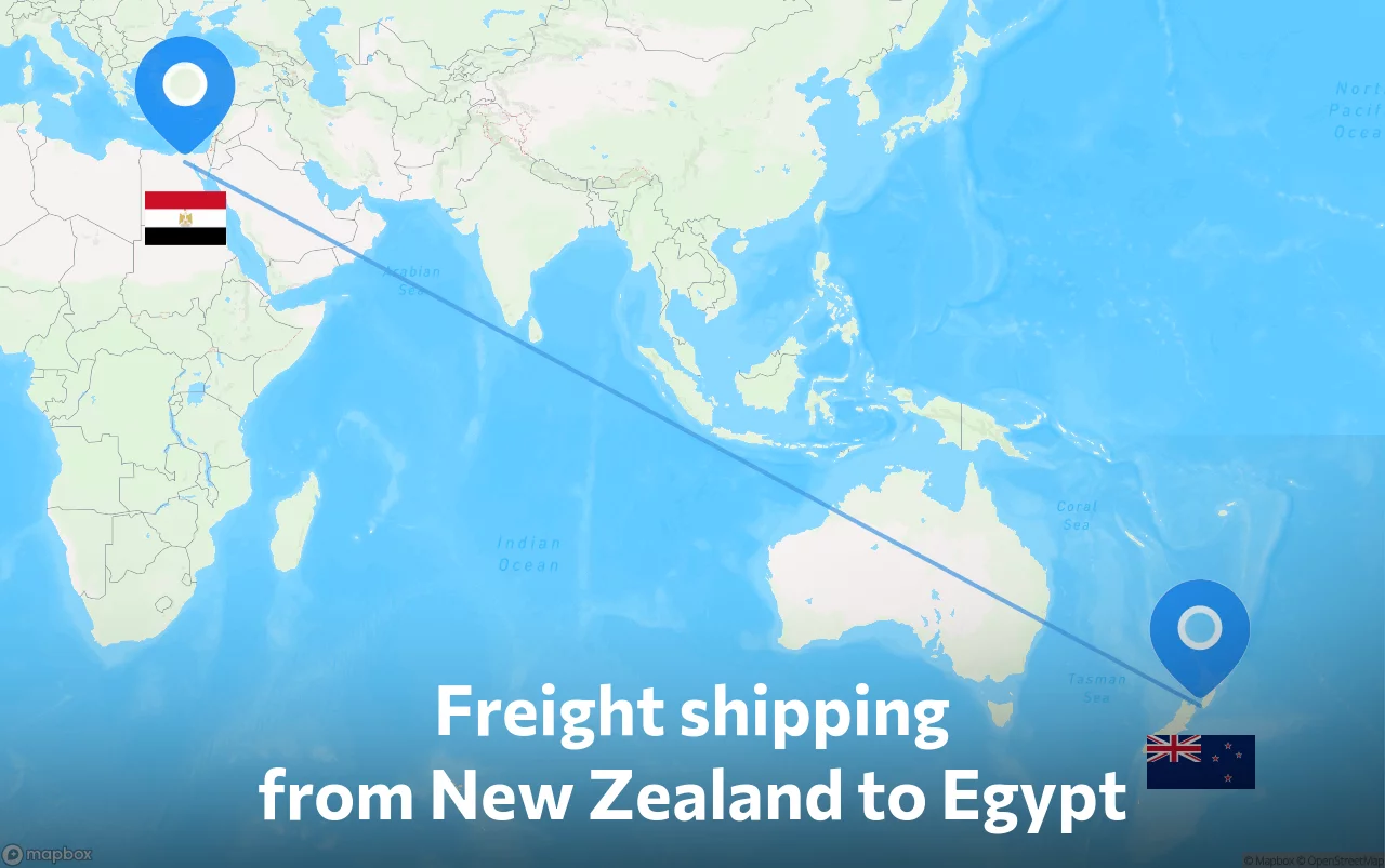 Shipping route from New Zealand to Egypt