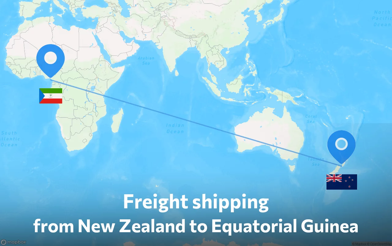 Shipping route from New Zealand to Equatorial Guinea