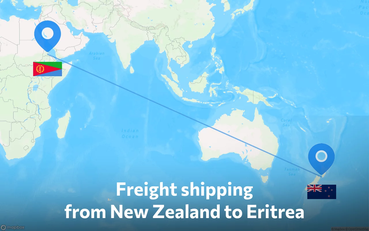 Shipping route from New Zealand to Eritrea