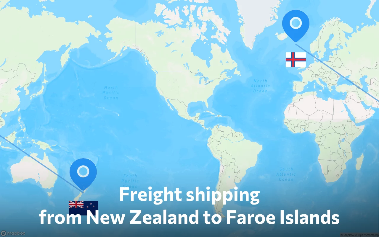 Shipping route from New Zealand to Faroe Islands