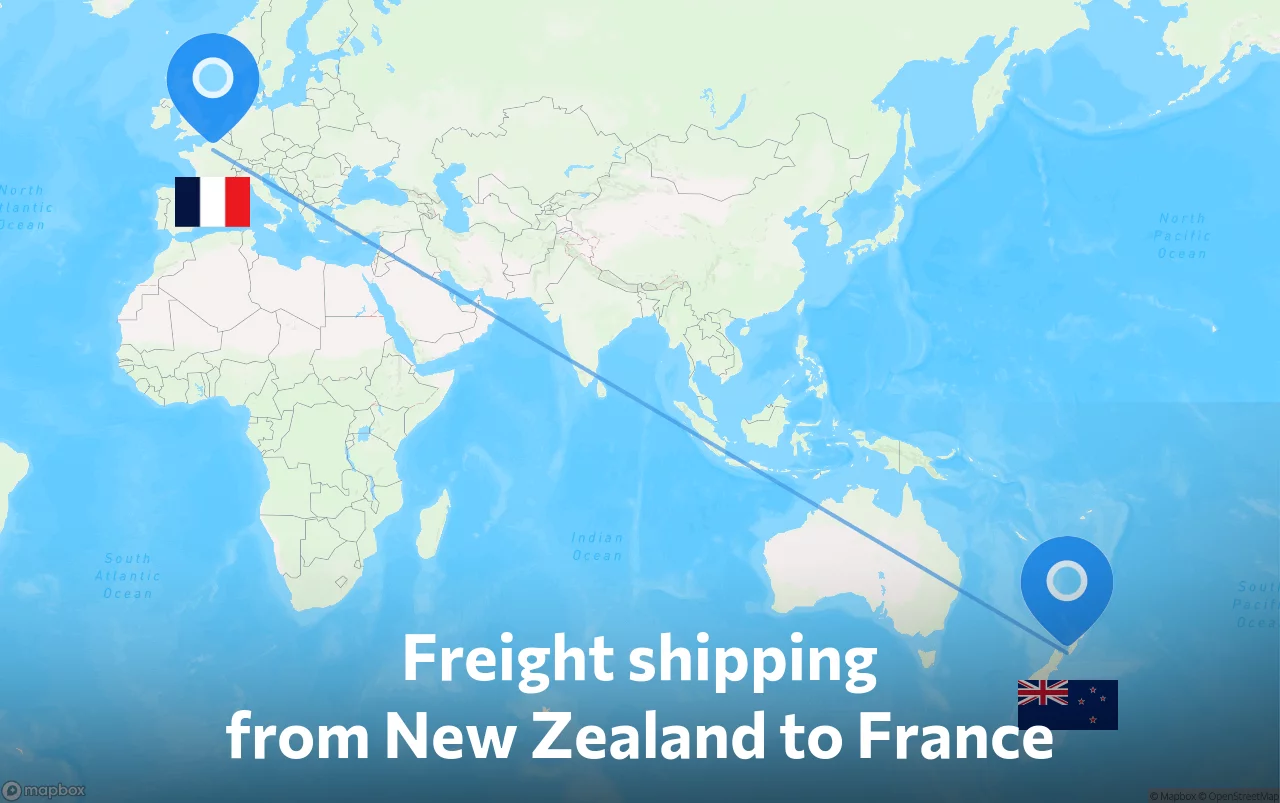 Shipping route from New Zealand to France