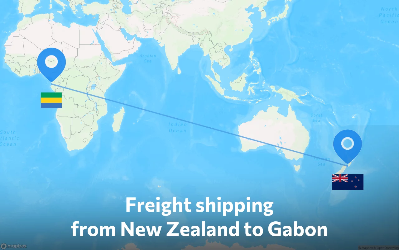 Shipping route from New Zealand to Gabon
