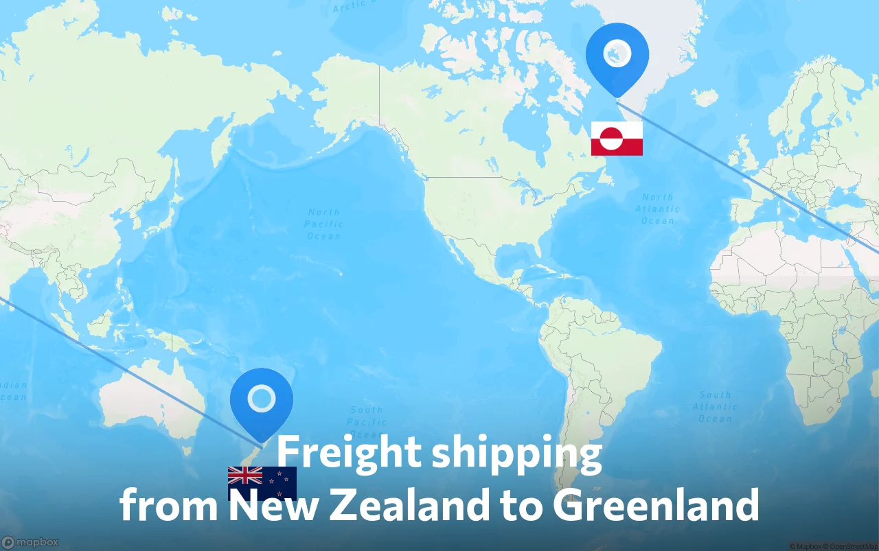 Shipping route from New Zealand to Greenland
