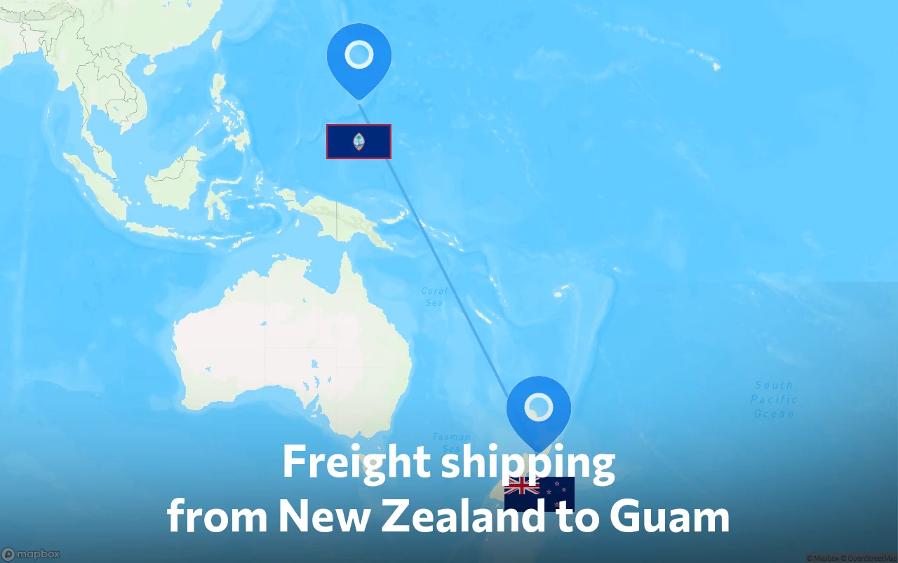 Shipping route from New Zealand to Guam