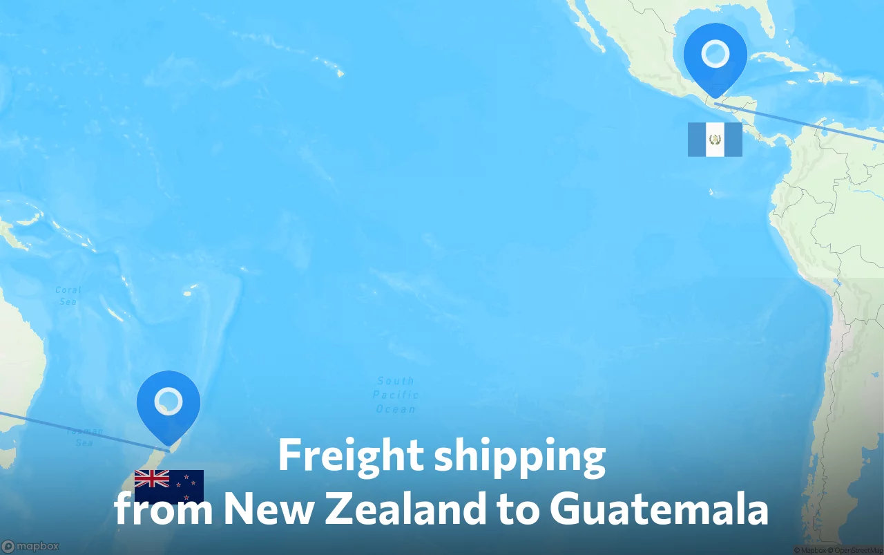 Shipping route from New Zealand to Guatemala