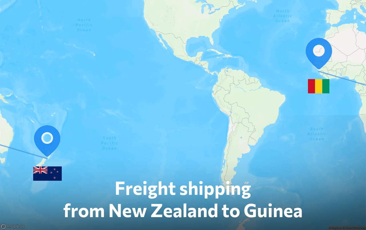 Shipping route from New Zealand to Guinea