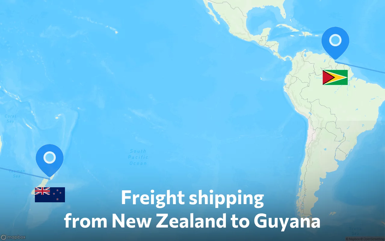 Shipping route from New Zealand to Guyana