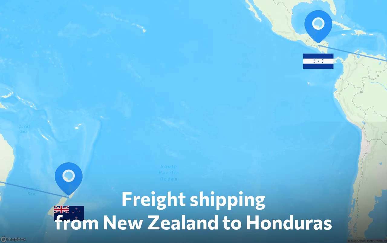 Shipping route from New Zealand to Honduras